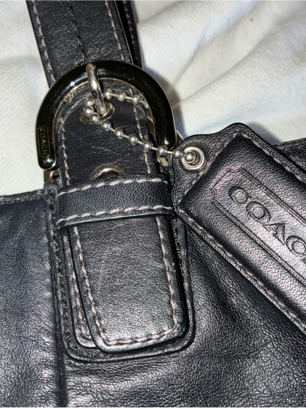 COACH Soho North South Soft Black Leather Tote Shoulder Bag-F17216 Great Quality - Picture 10 of 11